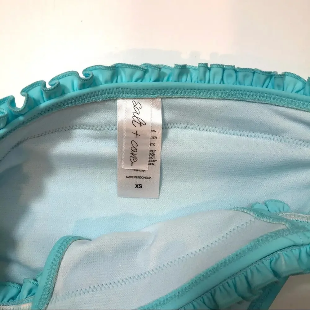 Salt + Cove Blue Smocked Bikini swim Bottom